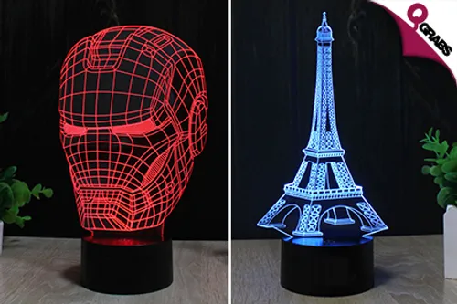 From QR59 Decorate Vividly with Color-Changing, 3D Illusion LED Lights - Choose from 2 Fun Light Designs - Iron Man & Eiffel Tower (Up to QR290 Value)